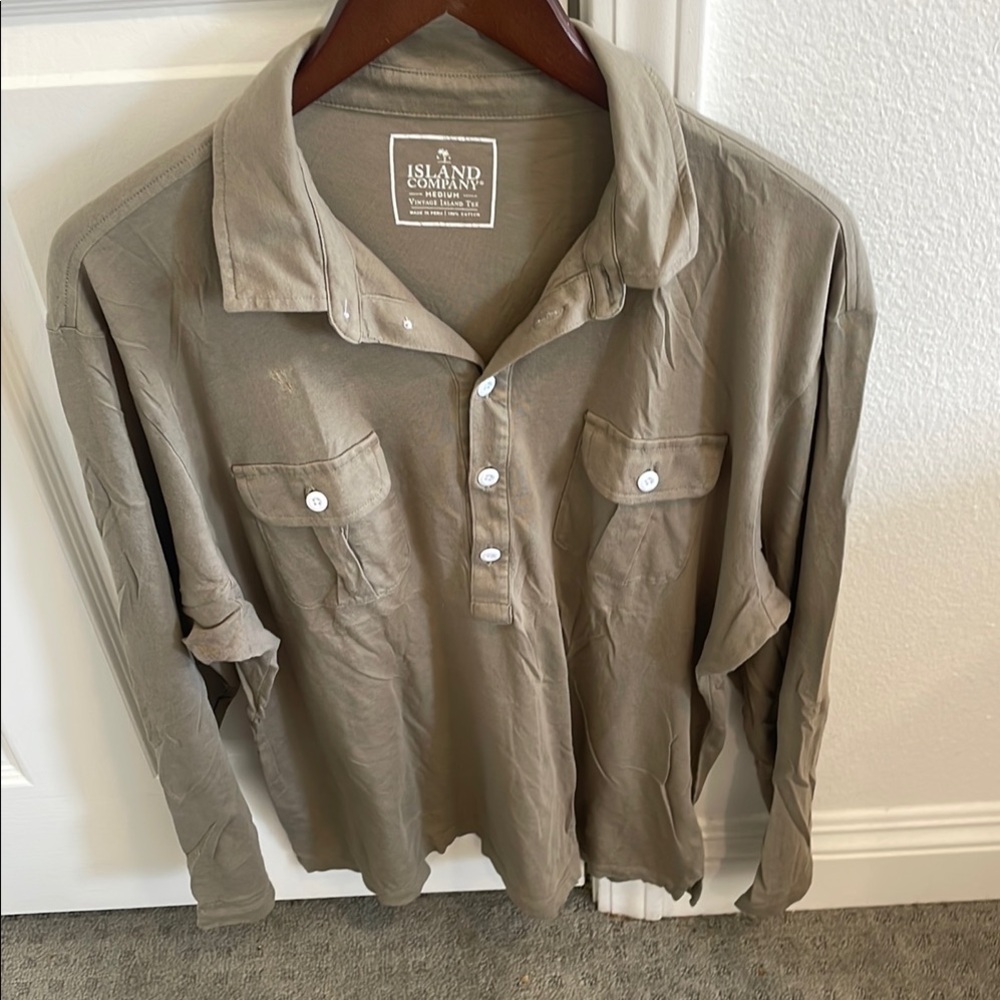 Island Company Khaki Button-Up Shirt